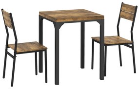 HOMCOM Conjunto de Mesa de Jantar com 2 Cadeiras Encaixadas para Cozinha Sala de Estar Casa Rústico | Aosom Portugal