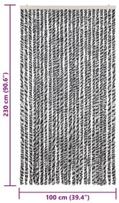 Cortina anti-insetos 100x230 cm chenille cinzento/preto/branco