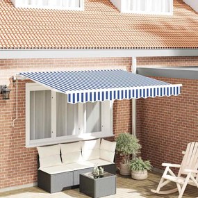 vidaXL Toldo Retrátil Azul e Branco 250x200 cm 250 x 200 cm 2,5 x 2 m