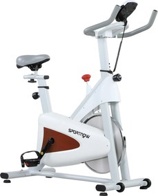 SPORTNOW Bicicleta Estática Silenciosa com Assento e Resistência Ajustáveis Monitor LCD Branco | Aosom Portugal