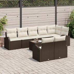 Conjunto de Sofá de Jardim vidaXL 8 Peças com Almofadas Cinza Poliratt