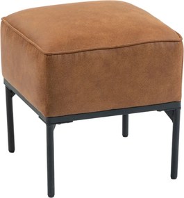 Banco Estofado em PU com Pés de Aço Acolchoado Espesso Estilo Moderno Otomana para Quarto 40x40x46 cm Castanho