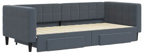 Sofá-cama c/ gavetão e gavetas 90x200 cm veludo cinzento-escuro