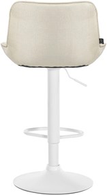 Banco alto em tecido com estrutura branca 85-106 x 49 x 51 cm cor creme