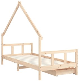 Estrutura de cama infantil c/ gavetas 90x190 cm pinho maciço