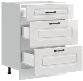 Armário de cozinha baixo Kalmar branco alto brilho