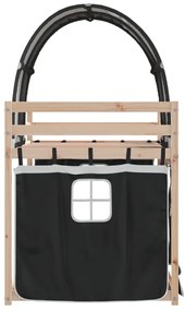 Beliche com cortinas 90x200 cm pinho maciço branco e preto
