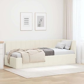 vidaXL Estrutura de Cama de Canto Creme 80 cm x 200 cm Veludo