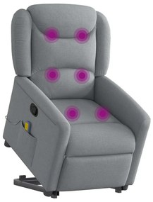 Poltrona reclinável massagens tecido cinzento-claro