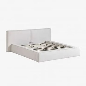 Cama Com Estrado Elevatório Estofada Lunari Chenille Branco Quebrado & 180 X 200 Cm & Sem Colchão - Sklum