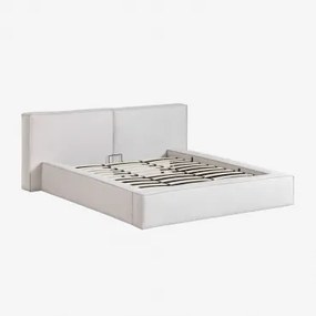 Cama Com Estrado Elevatório Estofada Lunari Chenille Branco Quebrado & 180 X 200 Cm - Sklum