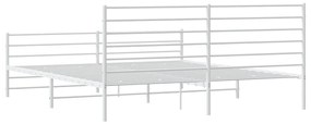 Estrutura de cama com cabeceira e pés 180x200 cm metal branco