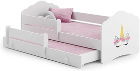Cama infantil dupla unicórnio Wave branca 160x80 - colchão e estrado incluído