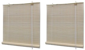 vidaXL Estores de rolo em bambu natural 2 pcs 120x160 cm
