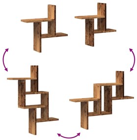 Prateleiras de parede 2 pcs derivados de madeira madeira velha