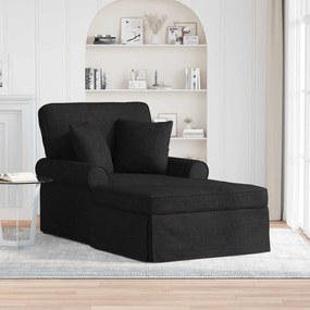 vidaXL Chaise Lounge com Saia Preto 91 x 157 x 91 cm tecido