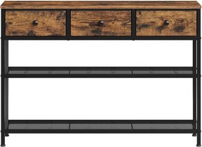 Mesa consola 30 x 98,8 x 78,7 cm  com 3 gavetas forradas a tecido Castanha
