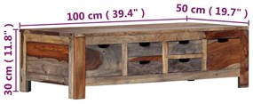 Mesa de centro 100x50x30 cm madeira de acácia maciça cinzento