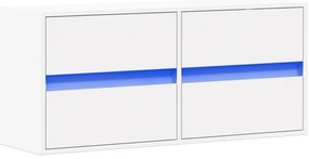 Móvel de parede para TV com luzes LED 100x31x45 cm branco