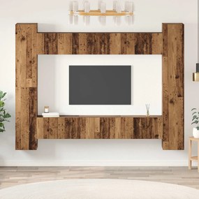 vidaXL Conjunto de móvel de TV 10 pcs Madeira Antiga 30,5 x 30 x 90 cm