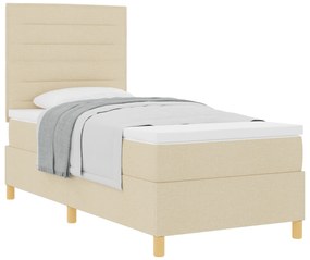 Cama Box Spring com Colchão Creme 100x200 cm Tecido