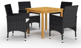 5 pcs conjunto de jantar para jardim preto