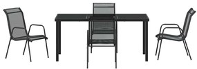 Conjunto de Jantar para Jardim com 5 Peças - Textileno Preto e Aço