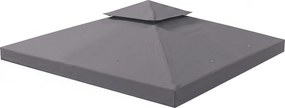Outsunny Toldo de Substituição 3x3 m com Design de Dois Níveis Orifícios de Drenagem e Proteção UV Apenas Toldo Estrutura Não Incluída Cinzento | Aosom Portugal