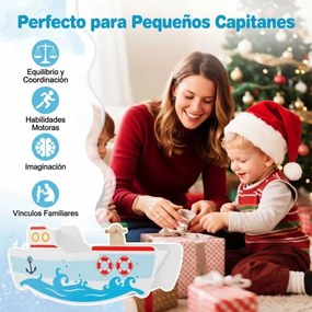 Baloiço de madeira com tema náutico para crianças de 1 a 5 anos Assento largo Encosto e alças em bétula multicolorida