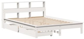 Cama com estante sem colchão 150x200 cm pinho maciço branco