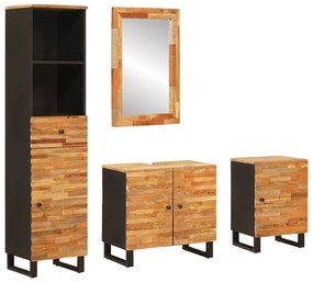 vidaXL Conjuntos de Banheiro com porta Natural Madeira de manga maciça