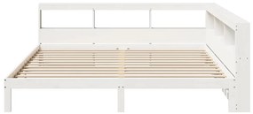 Cama com estante sem colchão 180x200 cm pinho maciço branco