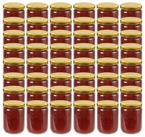 50802 vidaXL Frascos de vidro com tampas douradas 48 pcs 230 ml