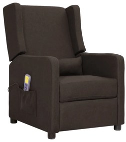 vidaXL Poltrona de massagens tecido castanho-escuro