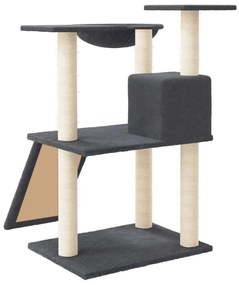 Árvore p/ gatos c/ postes arranhadores sisal 83 cm cinza-escuro