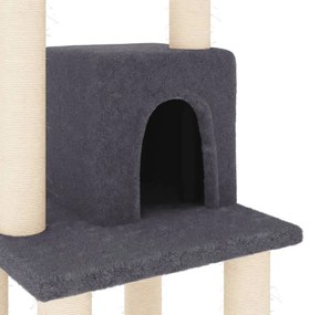 Árvore p/ gatos c/ postes arranhadores sisal 105cm cinza-escuro