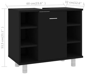 Armário casa de banho 60x32x53,5 cm derivados de madeira preto