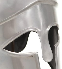 Capacete de soldado grego réplica LARP aço prateado