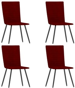 vidaXL Cadeiras de jantar 4 pcs veludo vermelho tinto
