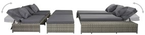 5 pcs conjunto lounge de jardim c/ almofadões vime PE cinzento