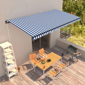 vidaXL Toldo retrátil manual 600x300 cm azul e branco