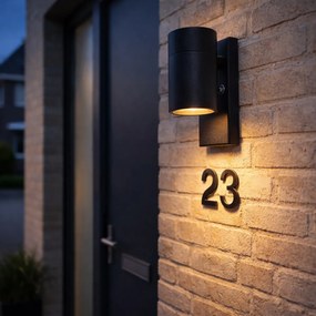 Candeeiro de parede exterior moderno preto IP44 com sensor crepuscular - Solo