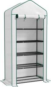 Estufa de Jardim de 5 Prateleiras Estufa Resistente com 1 Porta com Fecho de Correr Anti-UV 90x49x193 cm Branco