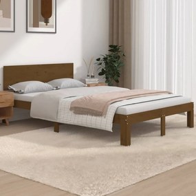 Estrutura cama pequena de casal 120x190 cm madeira castanho-mel