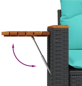 5 pcs conjunto de sofás p/ jardim c/ almofadões vime PE preto