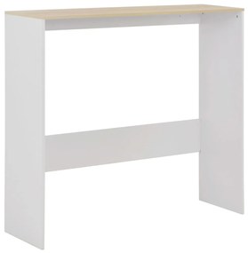 Mesa de bar com 2 tampos 130x40x120 cm branco e carvalho