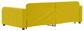 Sofá-cama com gavetão 100x200 cm veludo amarelo