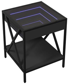 Mesa de cabeceira com luzes LED Infinity 40x40x49 cm preto