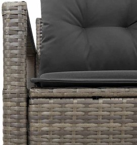Sofá de Jardim 2 Lugares com Almofadas Cinzento em Rattan
