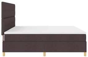 Cama Box Spring com Colchão Marrom Escuro 200x200 cm Tecido